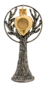 Relikwiarz w formie drzewa, miedziany, srebrzony, patynowany, wysokość 31,5 cm