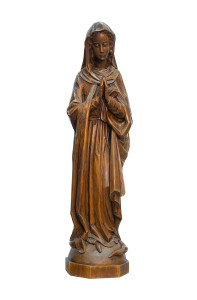 Madonna modląca się, rzeźba drewniana bejcowana, wysokość 60 cm