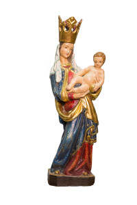 Madonna z koroną i Dzieciątkiem, rzeźba drewniana, do wyboru wysokość oraz wykończenie