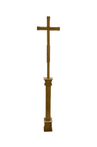 Krzyż procesyjny z podstawą, rzeźba drewniana