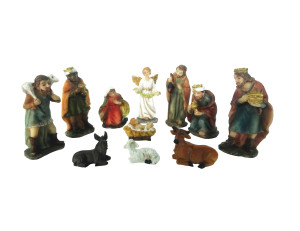 Figury do szopki bożonarodzeniowej z żywicy poliestrowej, wysokość 5,5 cm, 11 figur