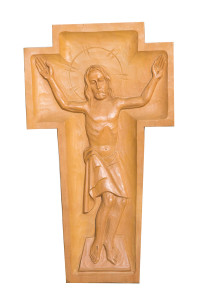 Krzyż Chrystus Zmartwychwstały, rzeźba drewniana, wysokość 30 cm