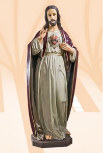 Figura Serce Pana Jezusa, kolorowa, wysokość 140 cm