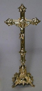 Krzyż ołtarzowy mosiężny wys. 39 cm