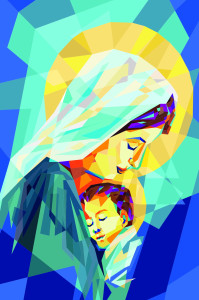Wyklejanka - Diamentowa Mozaika - Madonna z dzieciątkiem