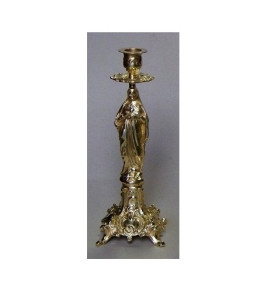 Świecznik ołtarzowy mosiężny "Maryja", wysokość 27 cm