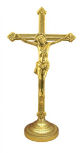 Krzyż ołtarzowy okrągła podstawa, odlew mosiężny lakierowany