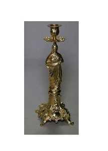 Świecznik ołtarzowy mosiężny "Jezus", wysokość 27 cm