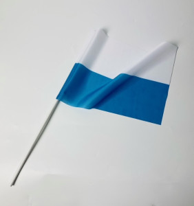 Flaga kościelna, biało-niebieska z drążkiem PCV, 40 x 31 cm