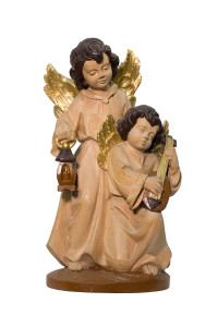 Duet aniołów, rzeźba bejcowana, wysokość 45 cm