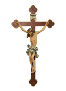 Krzyż z pasyjką, rzeźba drewniana, wysokość 85 cm