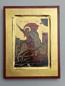 Ikona bizantyjska - św. Jerzy i smok, 23,5 x 18 cm