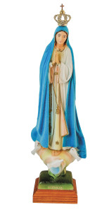 Figura Matki Bożej Fatimskiej, której kolor szaty zmienia się w zależności od pogody