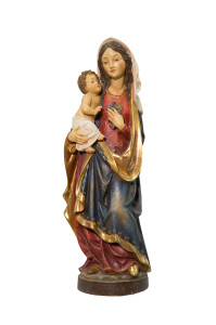 Madonna z Dzieciątkiem i winogronami, rzeźba drewniana złocona, wysokość 60 cm