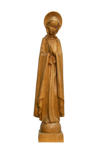 Madonna modląca się, rzeźba drewniana bejcowana, wysokość 55 cm