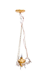 Lampka wisząca w kolorze złoto - srebrnym z mocowaniem sufitowym lub ściennym