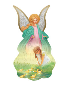 Ikona Anioł Stróż z dziewczynką i kaczuszkami