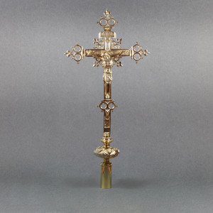 Krzyż mosiężny procesyjny wys.64 cm 