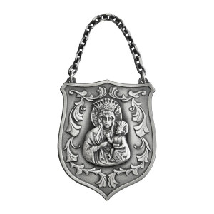 Ryngraf srebrny z Matką Bożą Częstochowską, mały