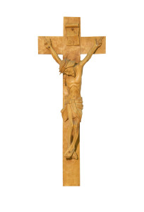Krzyż z pasyjką, rzeźba drewniana, wysokość 45 cm