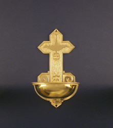 Kropielnica mosiężna wys.32 cm śr. misy 16 cm 