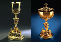 Kielich i puszka kopia z Bazyliki św. Piotra w Watykanie, całe złocone