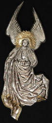 Miniatura Anioła z aureolą, całość metalowa