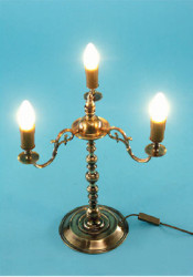 Lampa stojąca mosiężna, 3-płomienna, wysokość  45 cm