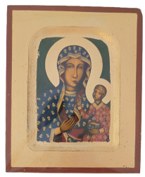 Ikona bizantyjska - Matka Boska Częstochowska, 12,5 x 10,5 cm