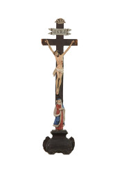 Krzyż stojący, rzeźba drewniana, wysokość 52 cm 