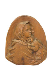 Madonna, płaskorzeźba, bejcowana