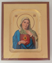 Ikona bizantyjska - Serce Maryi, 12,5 x 10,5 cm  