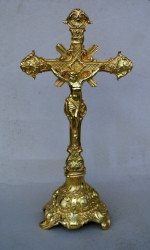 Krzyż ołtarzowy mosiężny wys. 48 cm