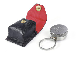 Pojemnik metalowy na olej święty na palec w etui, nikiel