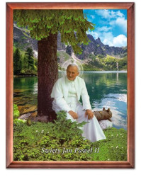 Obraz religijny Święty Jan Paweł II, rama drewniana