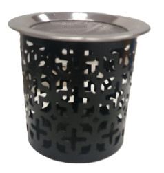 Kadzielniczka czarna z koronką elegancka duża.jpg