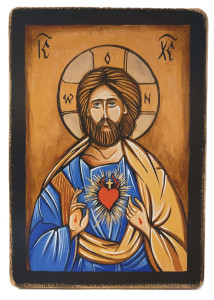 Ikona ręcznie pisana Serce Jezusa 17 x 24 cm