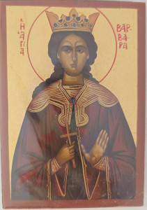 Ikona bizantyjska - Św. Barbara, 9 x 12,5 cm