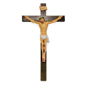 Krzyż drewniany, wiszący, wysokość 38 cm