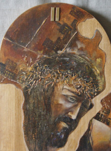 Droga Krzyżowa malowana na drewnie, rozmiar 37 cm x 50 cm
