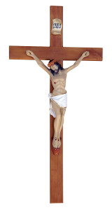Chrystus na krzyżu drewnianym, rozmiar 120 cm x 65 cm