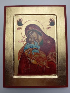 Ikona bizantyjska - Matka Boża Miłująca, 23,5 x 18 cm