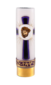 Świeca ołtarzowa na wkład olejowy, wielkopostna, ręcznie malowana z głową Chrystusa, wys. 30/8cm 