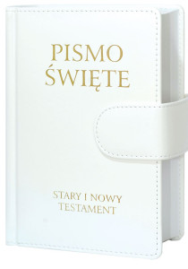 Pismo Święte Stary i Nowy Testament B6 biała oprawa skóropodobna z magnesem