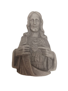Płaskorzeźba gipsowa szara 7x11 cm - Najświętsze Serce Jezusa