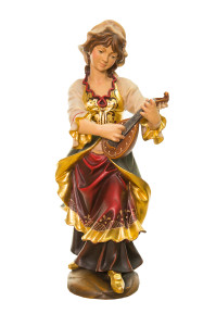 Dziewczyna z mandoliną, rzeźba drewniana, wysokość 60 cm