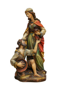 Święta Elżbieta z żebrakiem, rzeźba drewniana, wysokość 60 cm