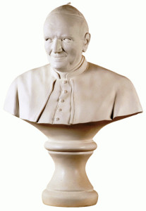 Popiersie  św. Jana Pawła II, materiał żywiczny, wysokość 77 cm