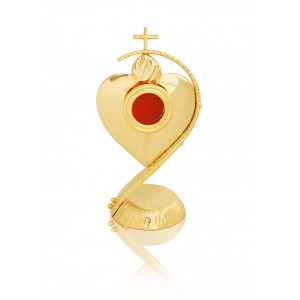 Relikwiarz złocony w kształcie serca, wysokość 22 cm