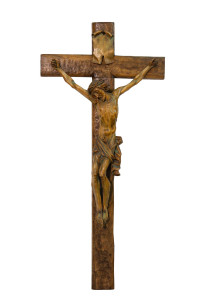 Krzyż z pasyjką, rzeźba drewniana, wysokość 90 cm